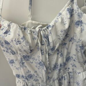 Garage White and Blue Floral Mini Dress